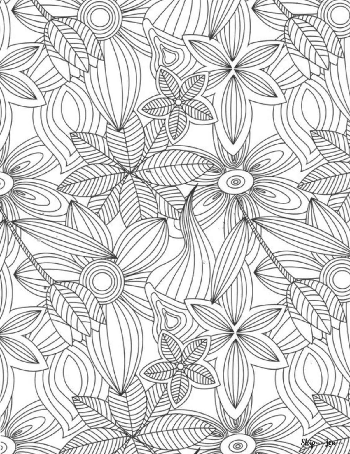 detailed flower coloring page