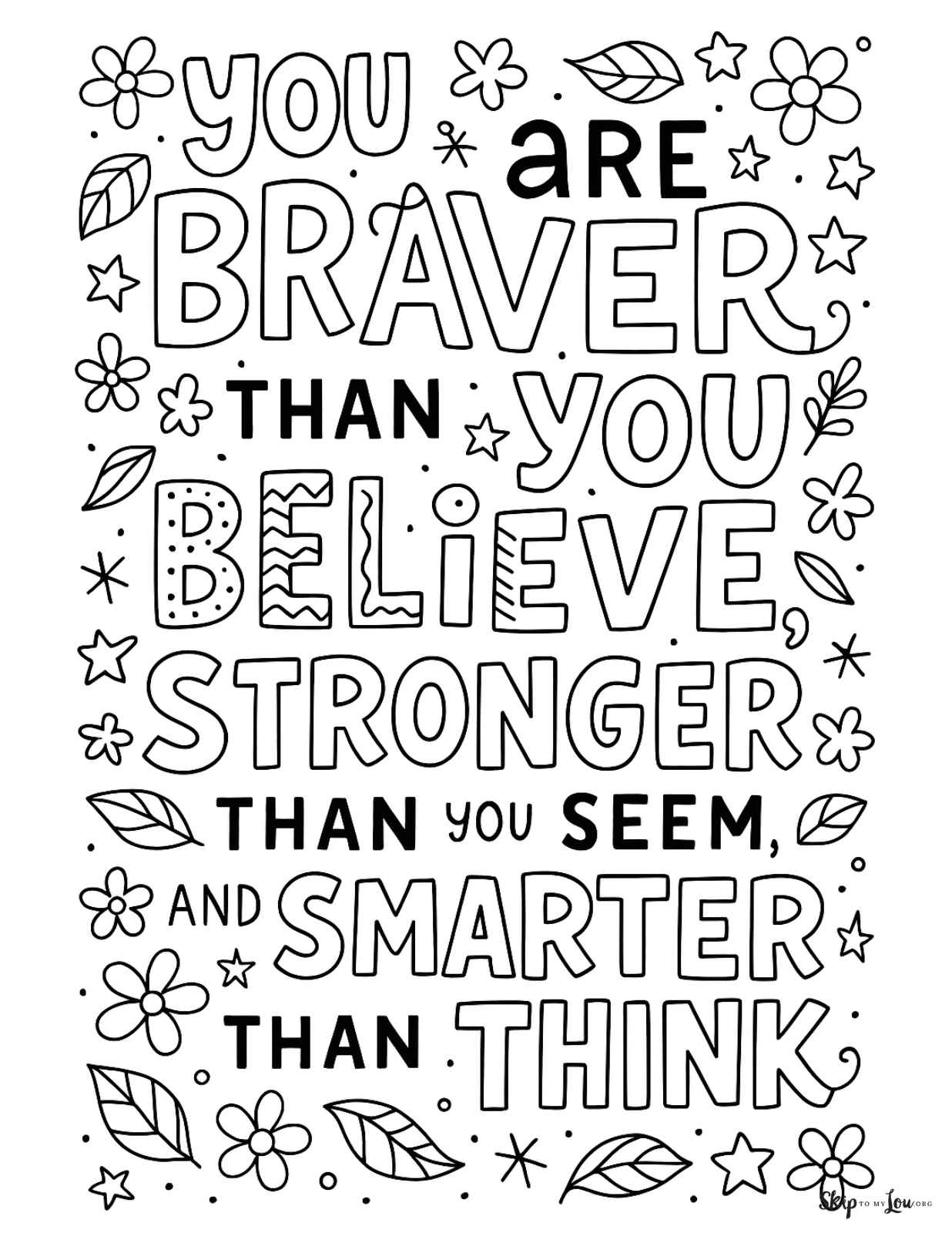 you are braver than you believe quote coloring page