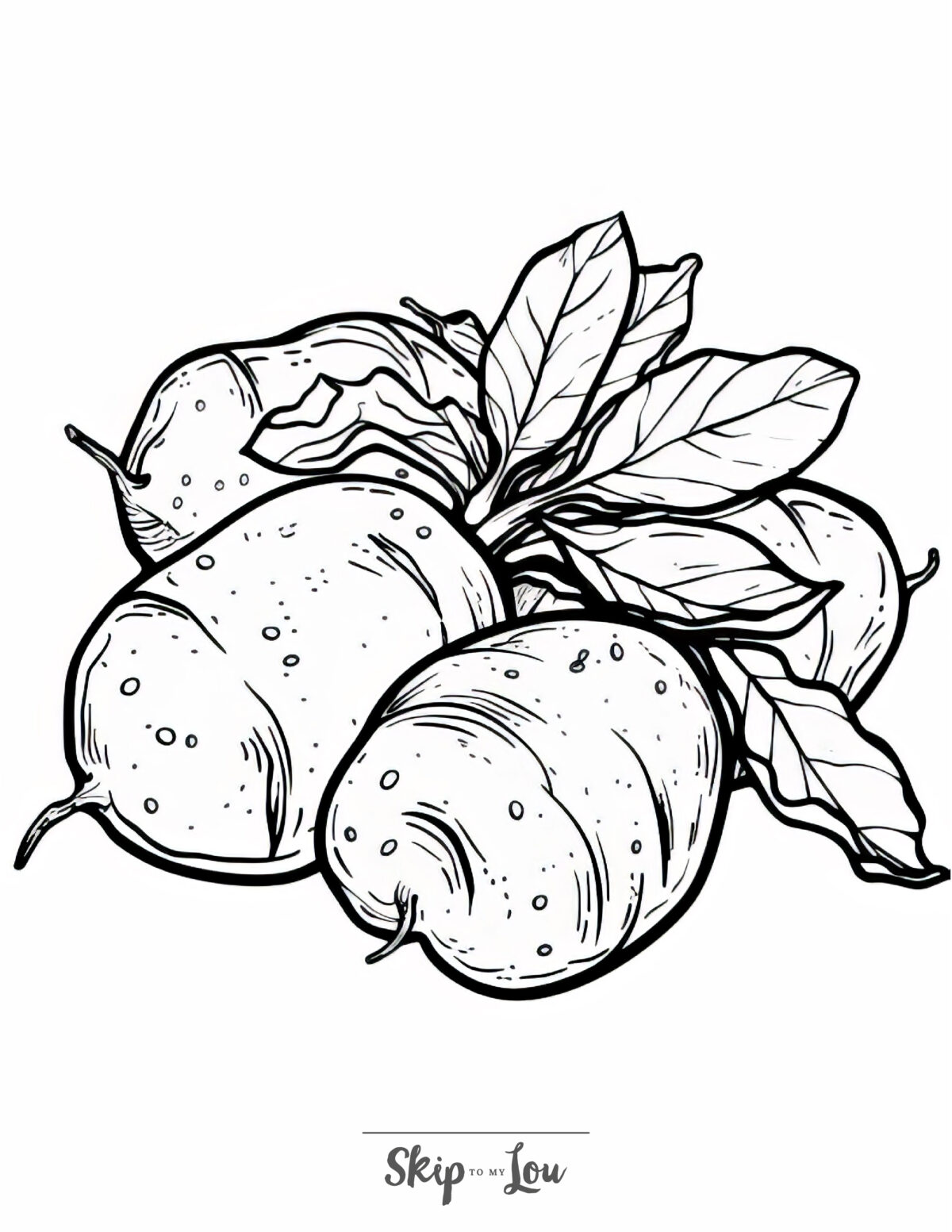 A food coloring page featuring potatoes.