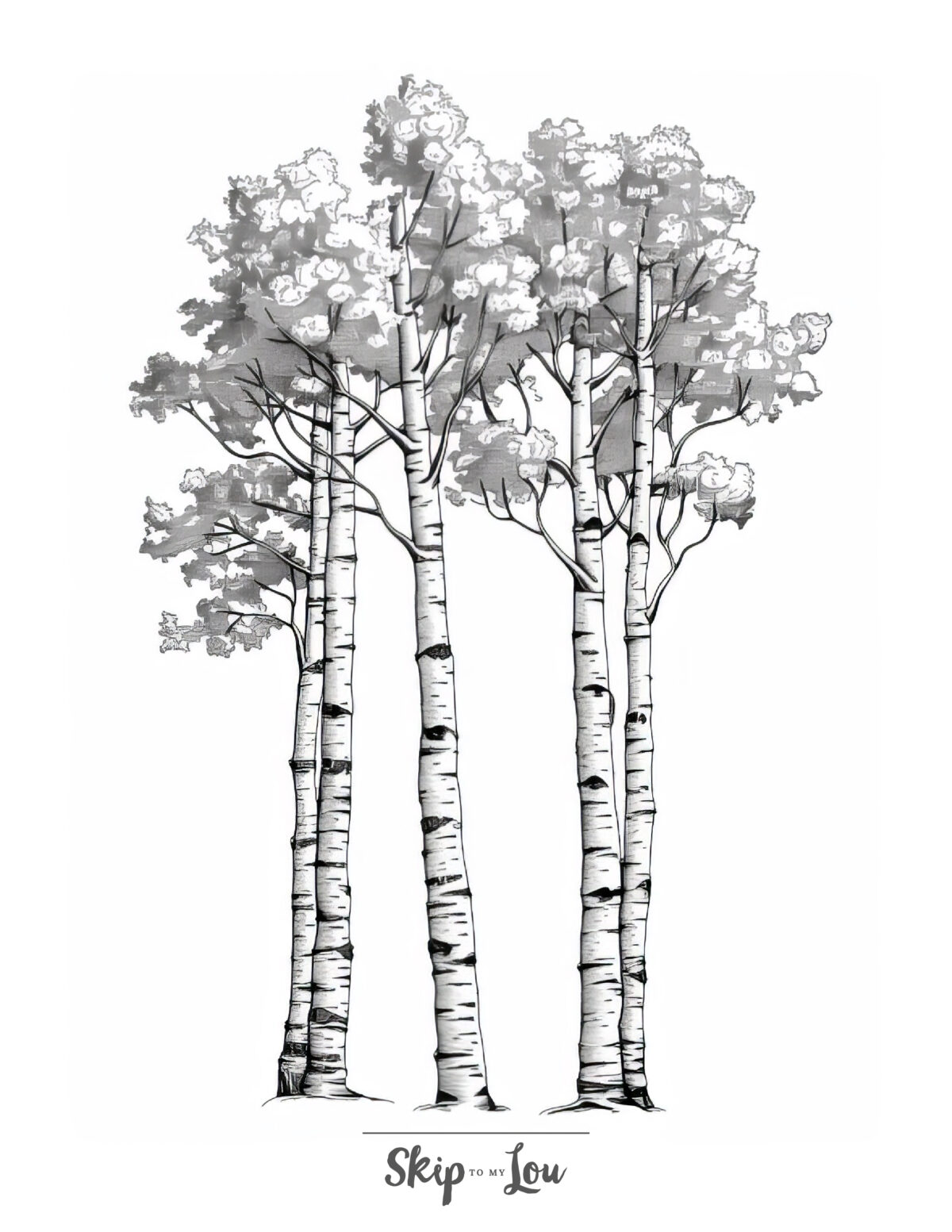 Adult tree coloring page featuring three tall trees!