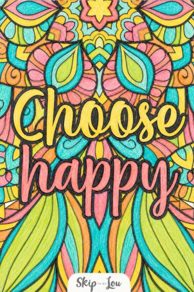 colored choose happy adult coloring page