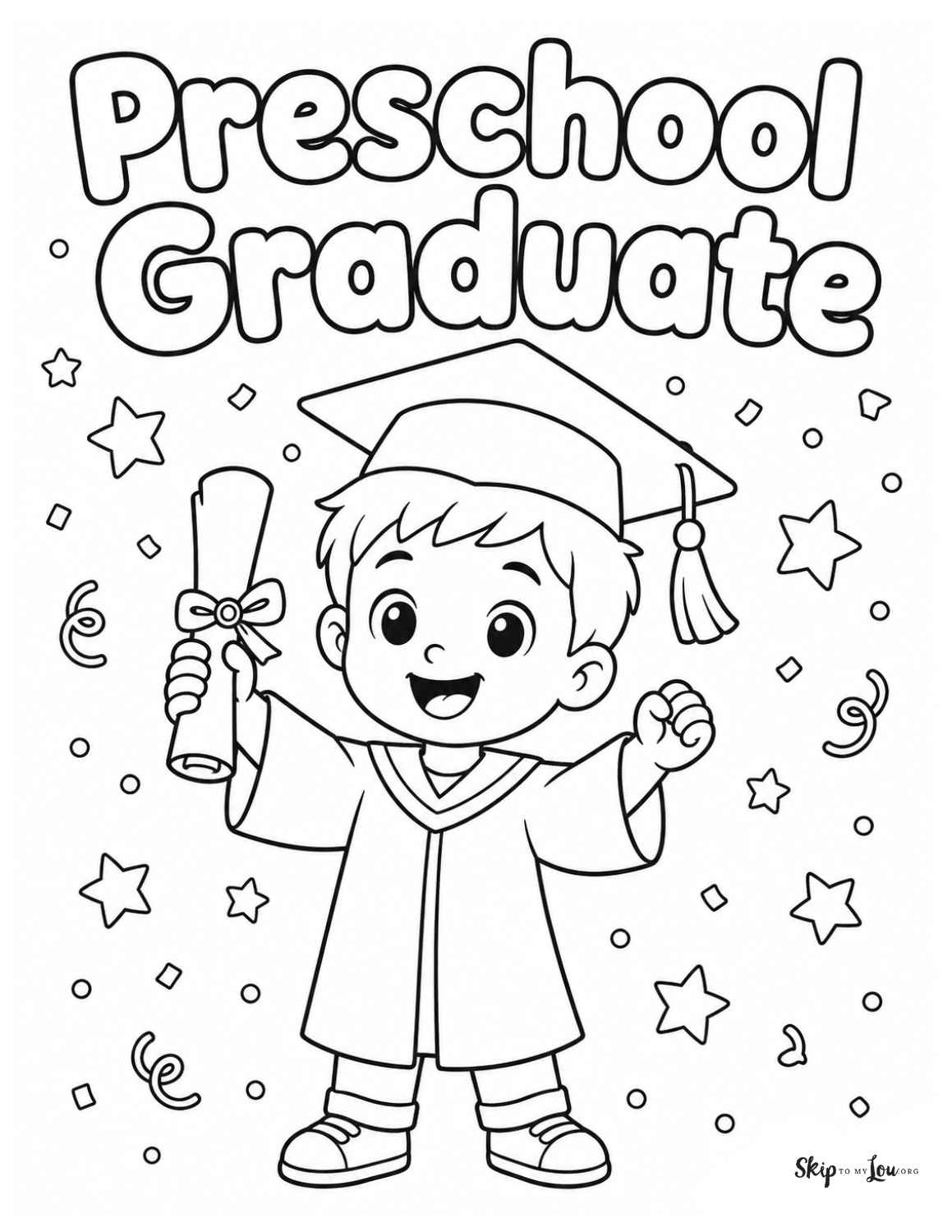 preschool boy graduate coloring page