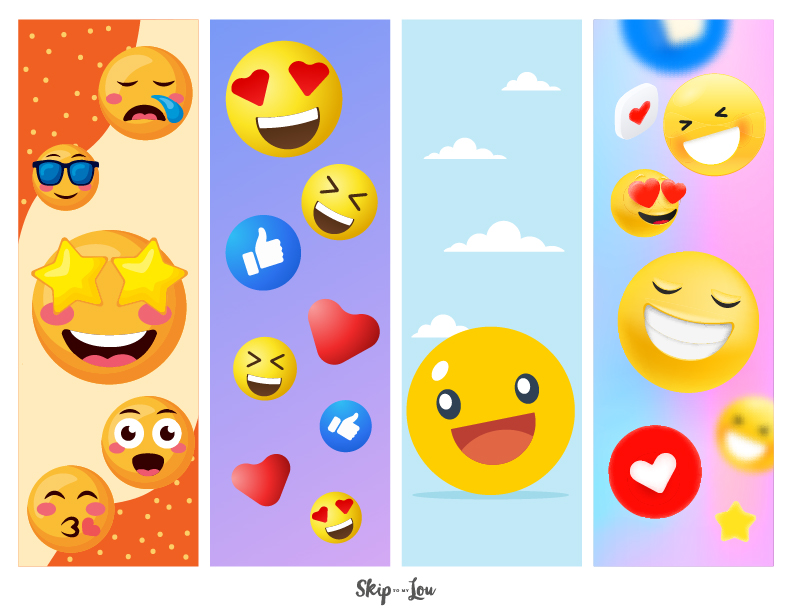 Four emotion bookmark options available to download.