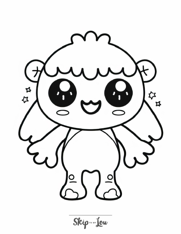 A cute kawaii coloring page of a smiling girl!