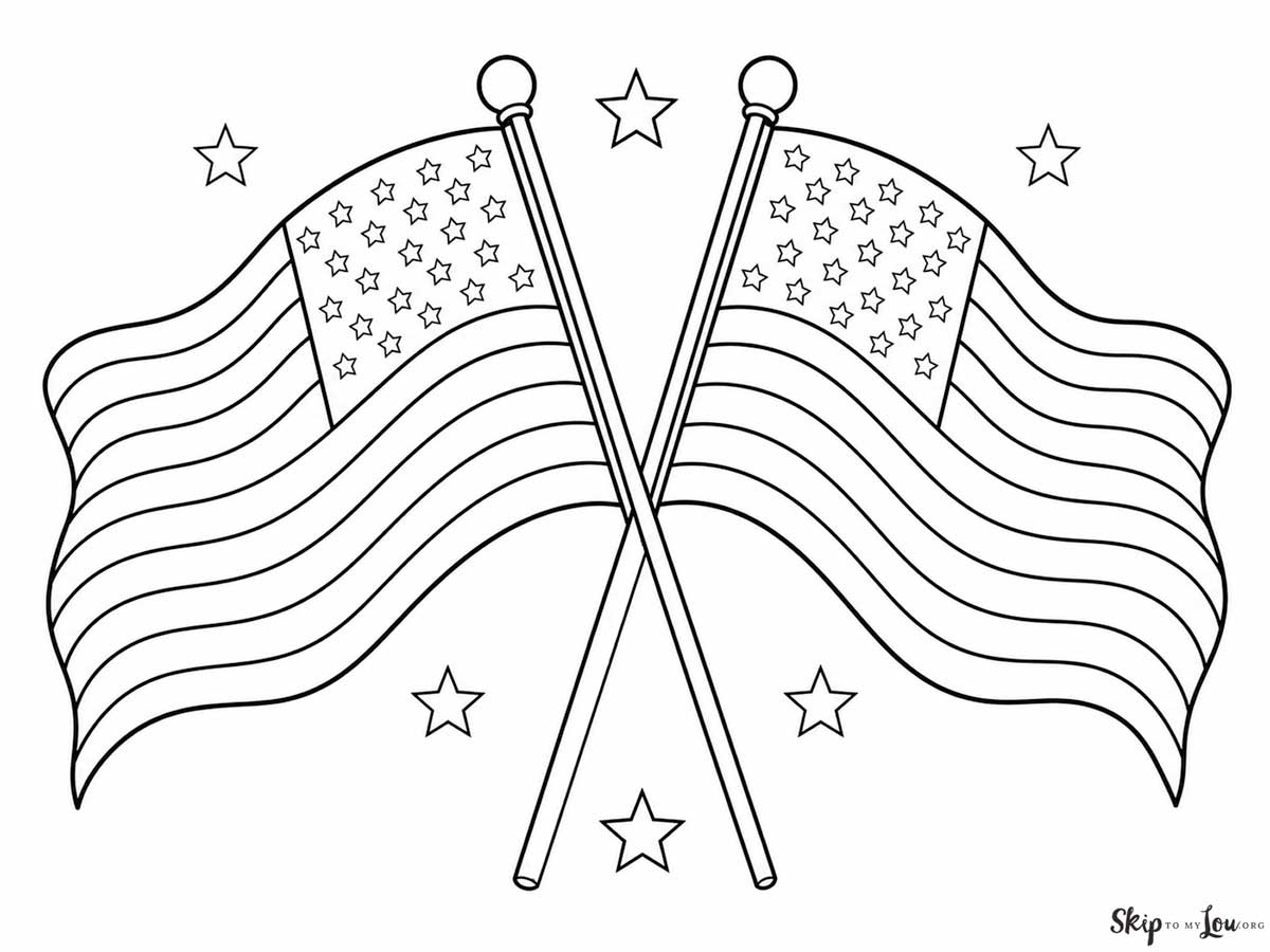 two waving flags coloring page