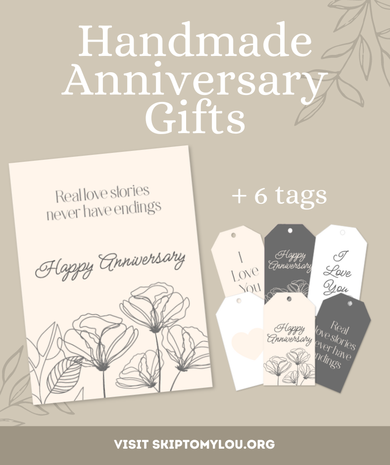 free printable anniversary card and gift tags 