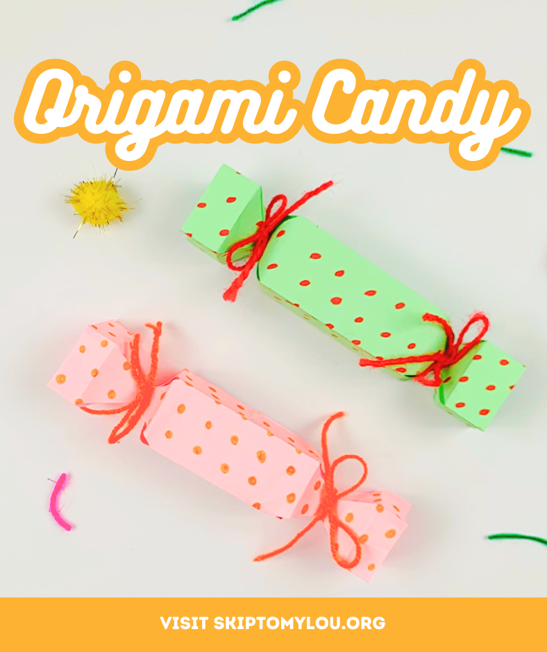 Two folded origami candy boxes on a white background from Skip to My Lou.