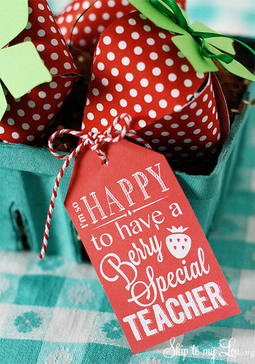 berry special teacher tag on paper strawberries
