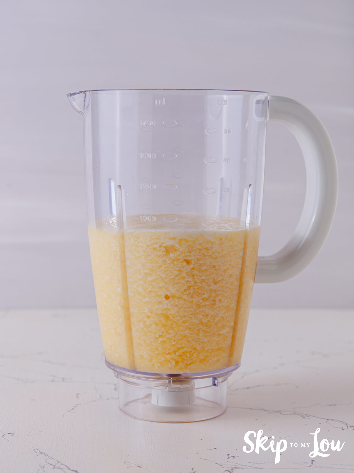All the ingredients blended together to creat a smooth consistent mixture for the pina colada.