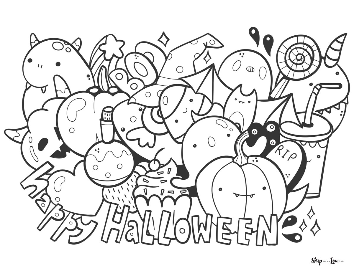 Happy halloween squishmallow coloring page