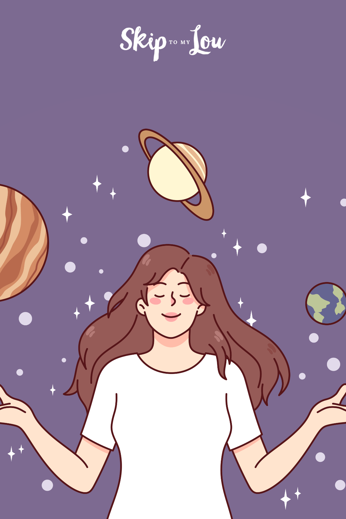 A cartoon of a woman meditating.