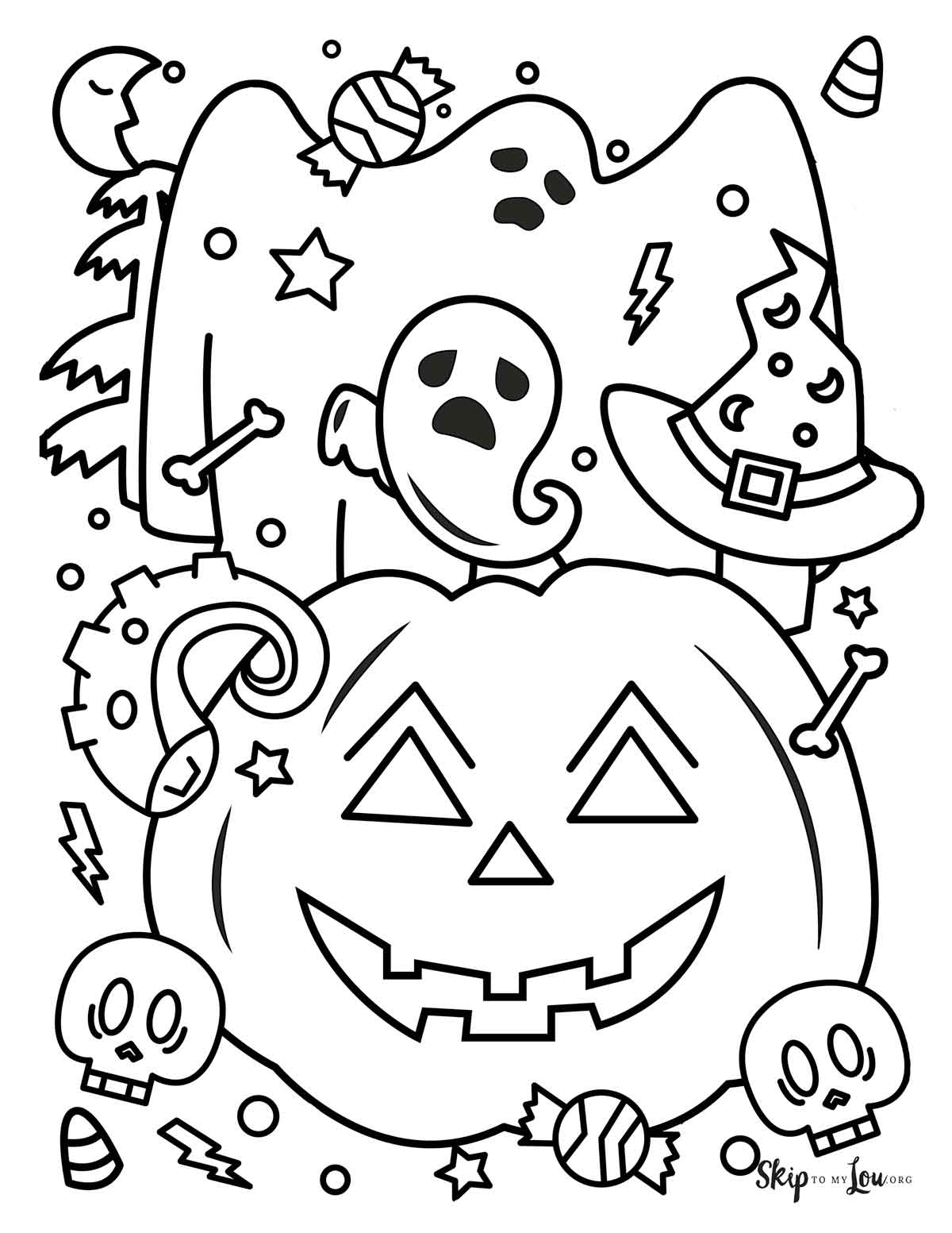 Ghost coming out of pumpkin coloring page