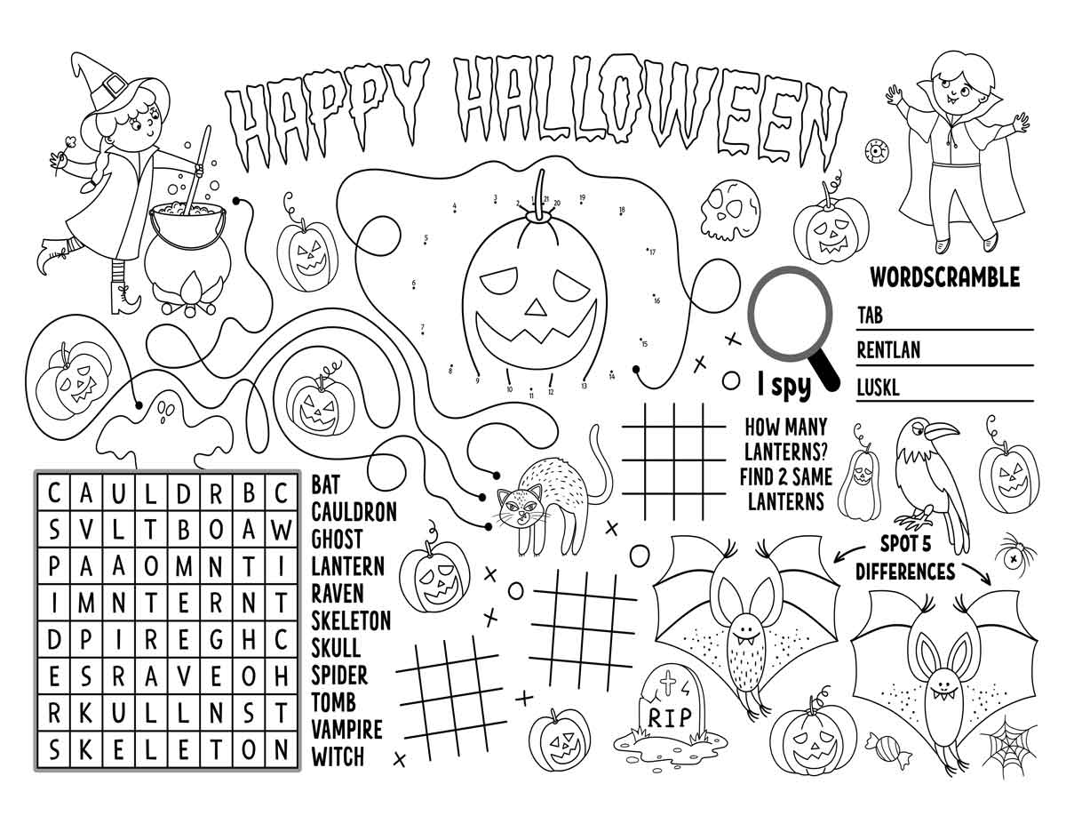 activity placemat printable