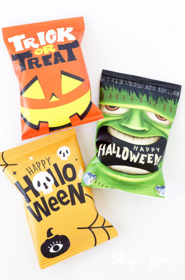 custom halloween chip bags on white back ground