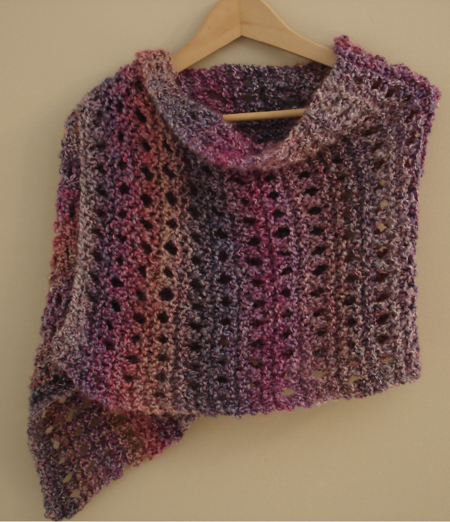 open knit prayer shawl with variegated  yarn
