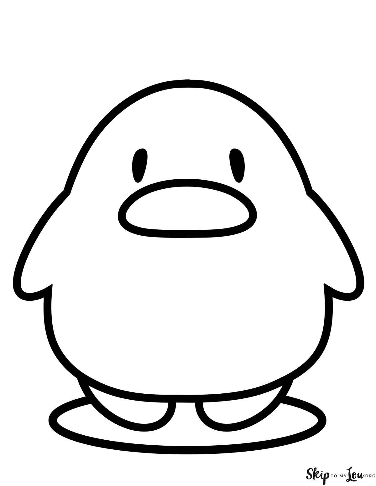 kawaii duckling coloring page