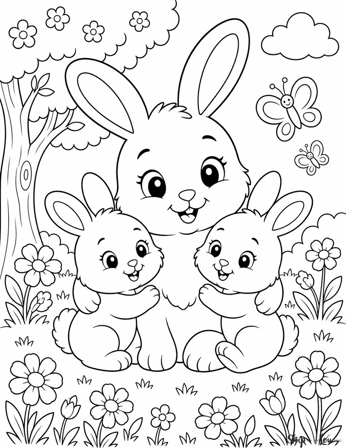 bunny family coloring page
