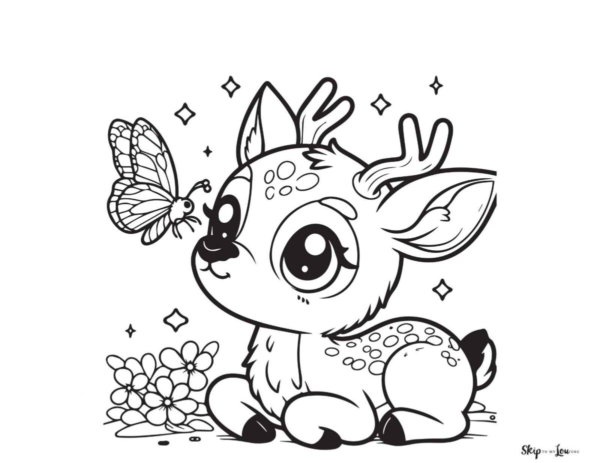 cartoon deer with butterfly