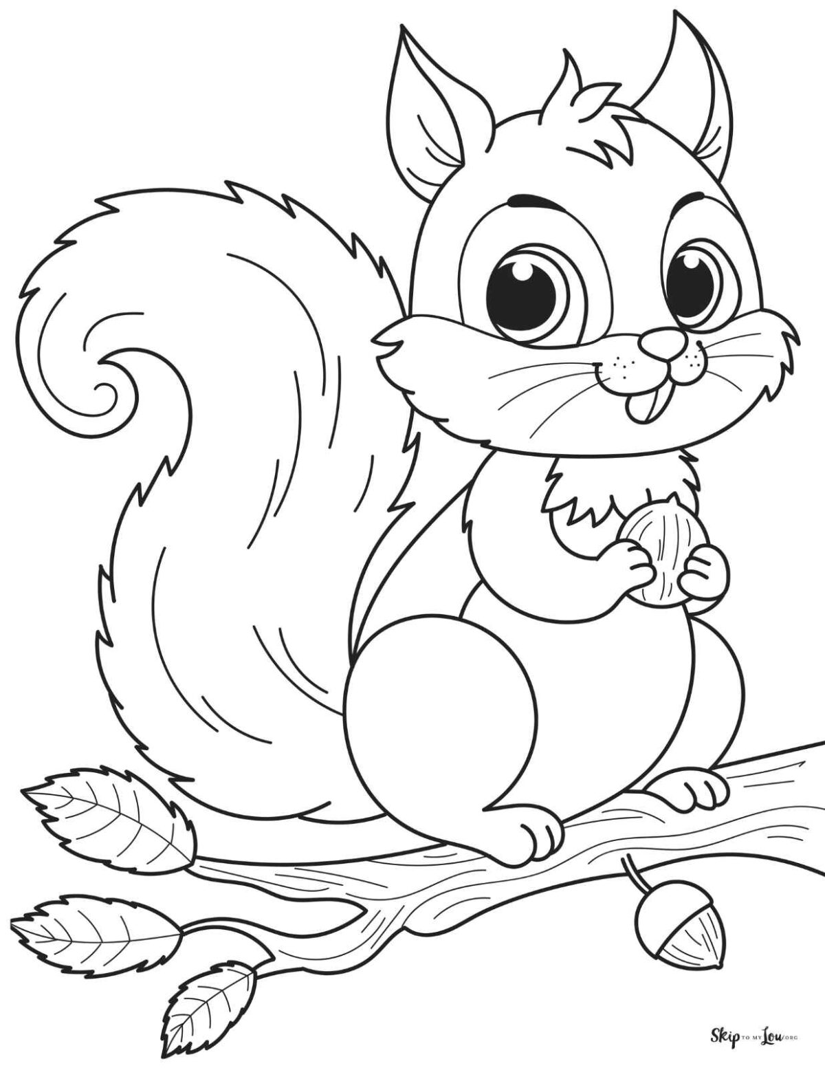 cartoon squirrel on branch