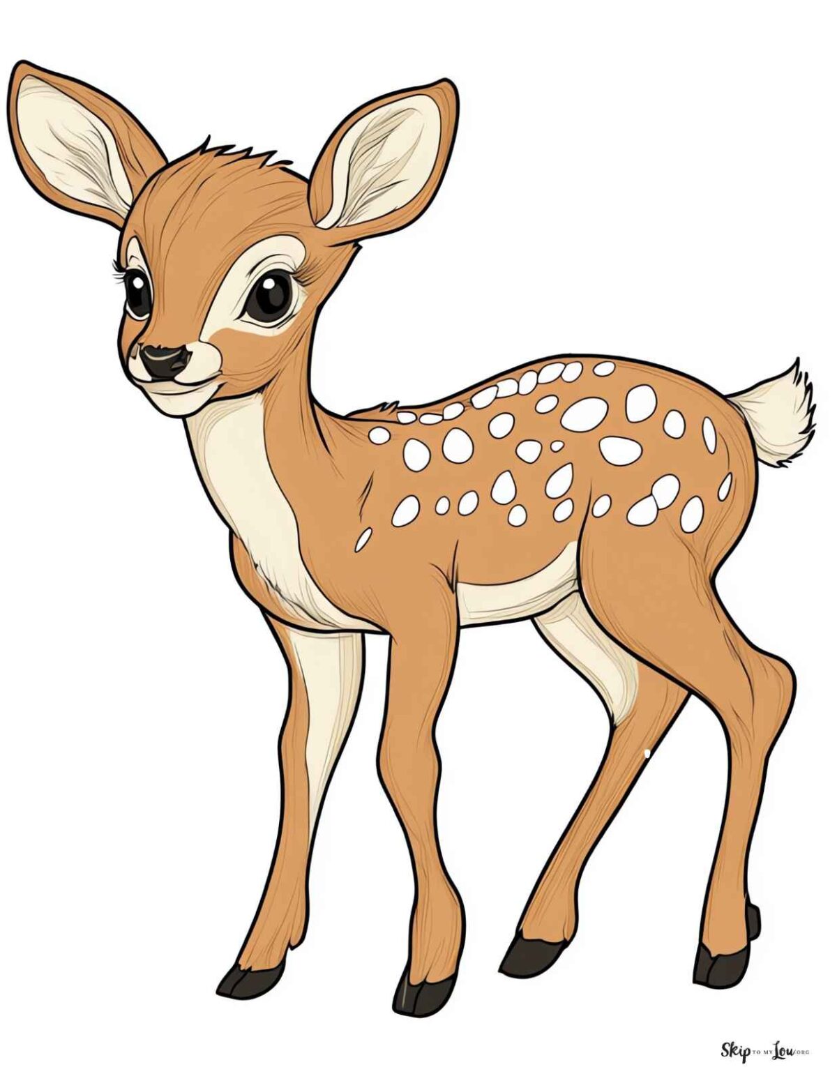 colored fawn coloring page