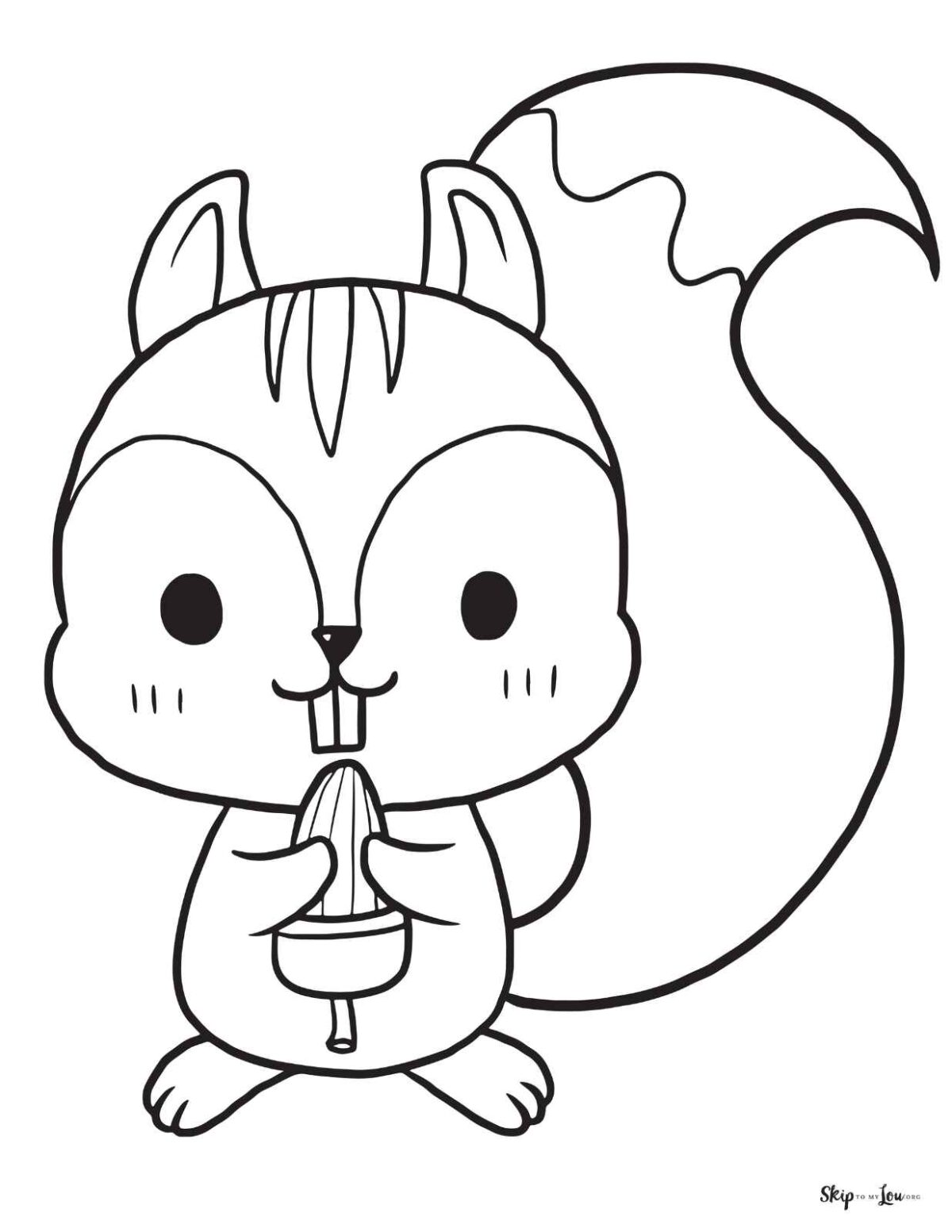 kawaii squirrel holding nut