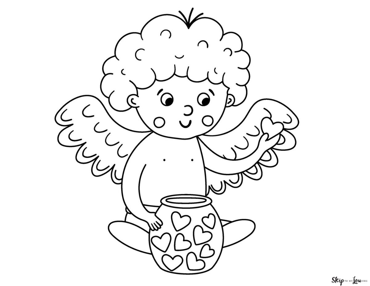 cupid with heart jar