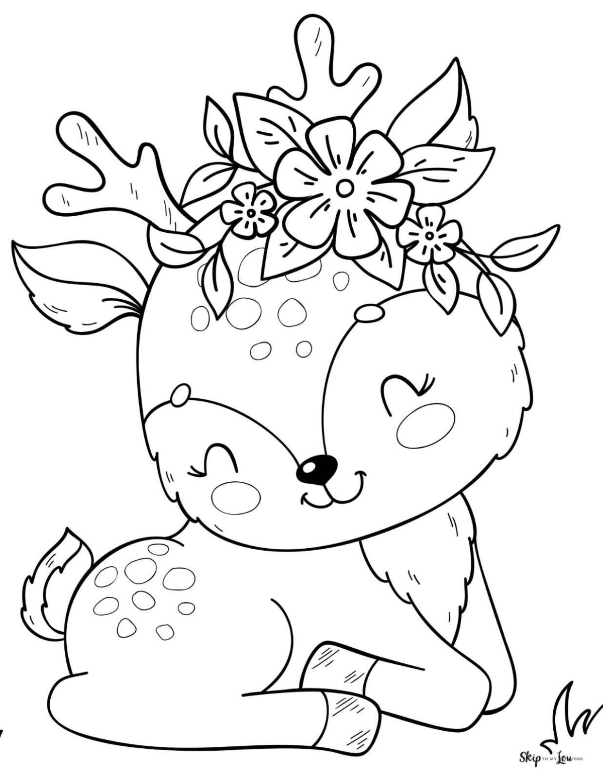 cute fawn with flower crown
