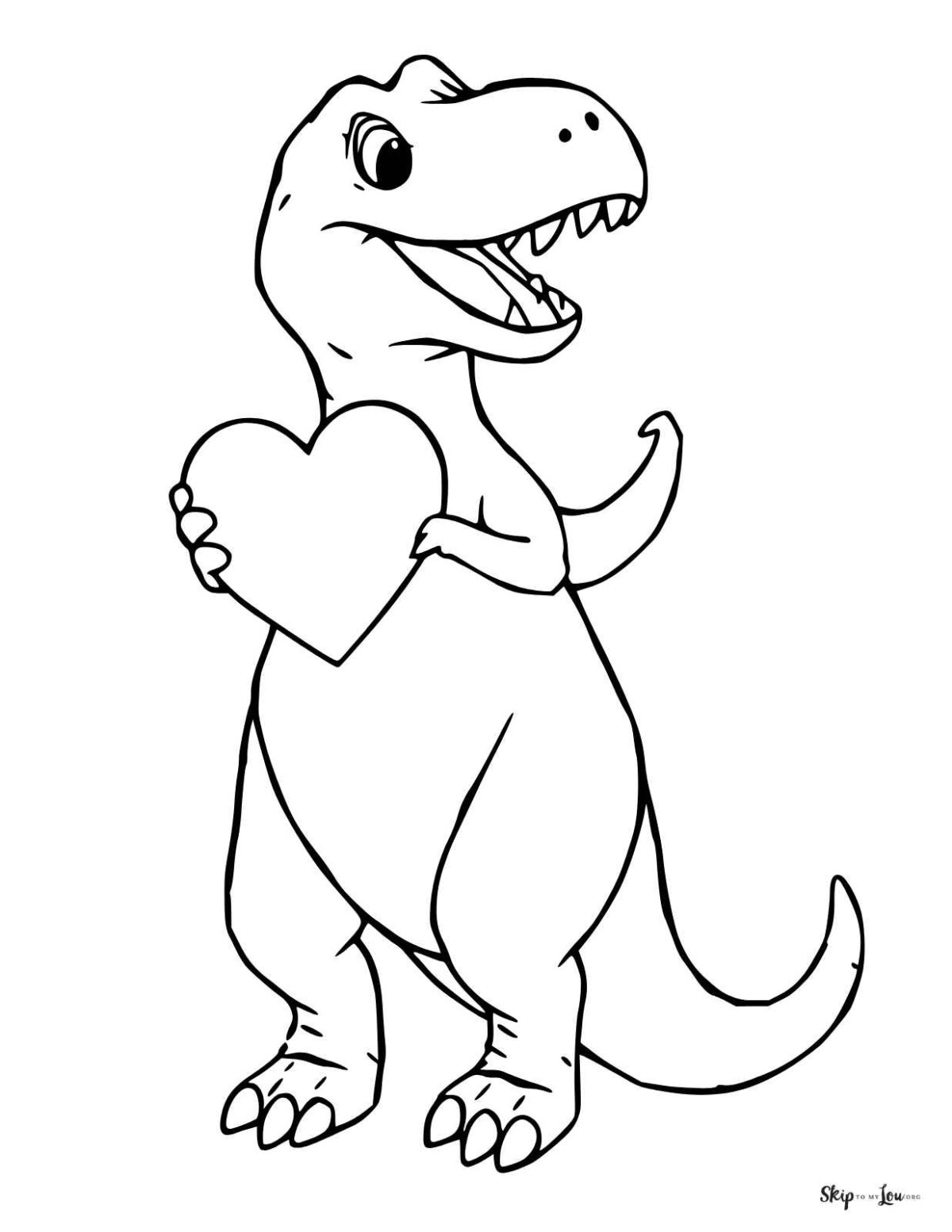 dinosuar holding a heart