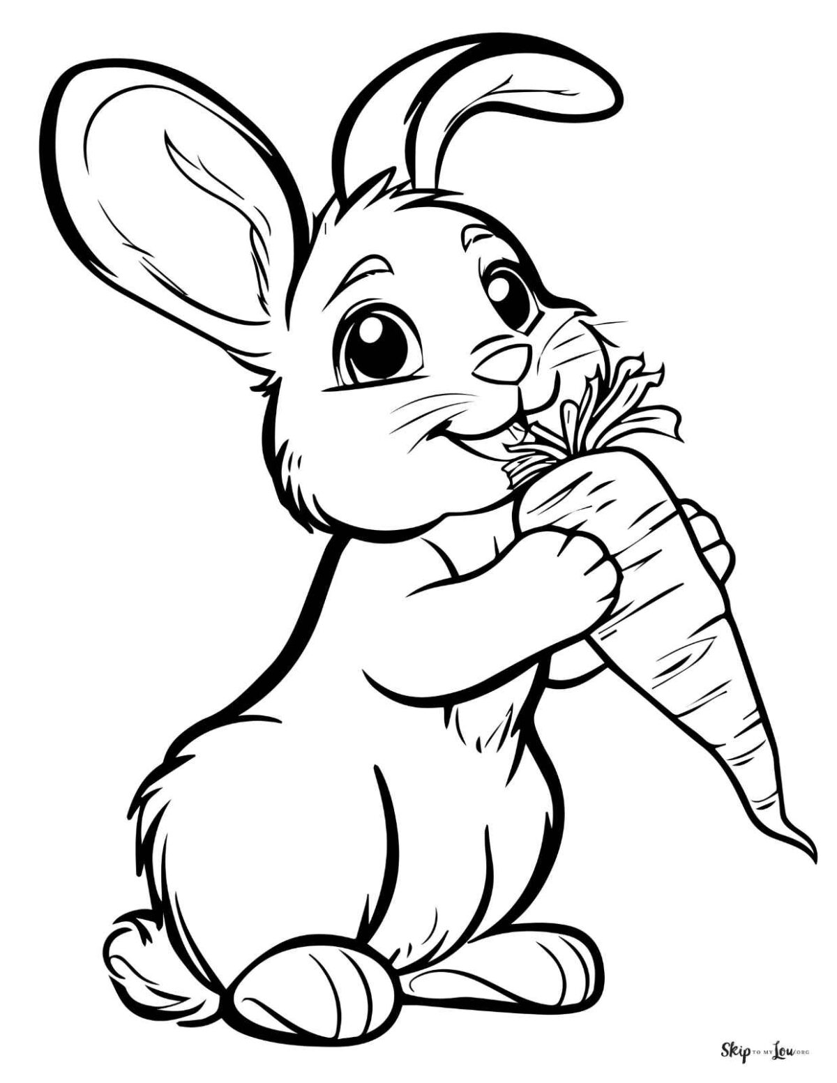 bunny eating a carrot coloring page