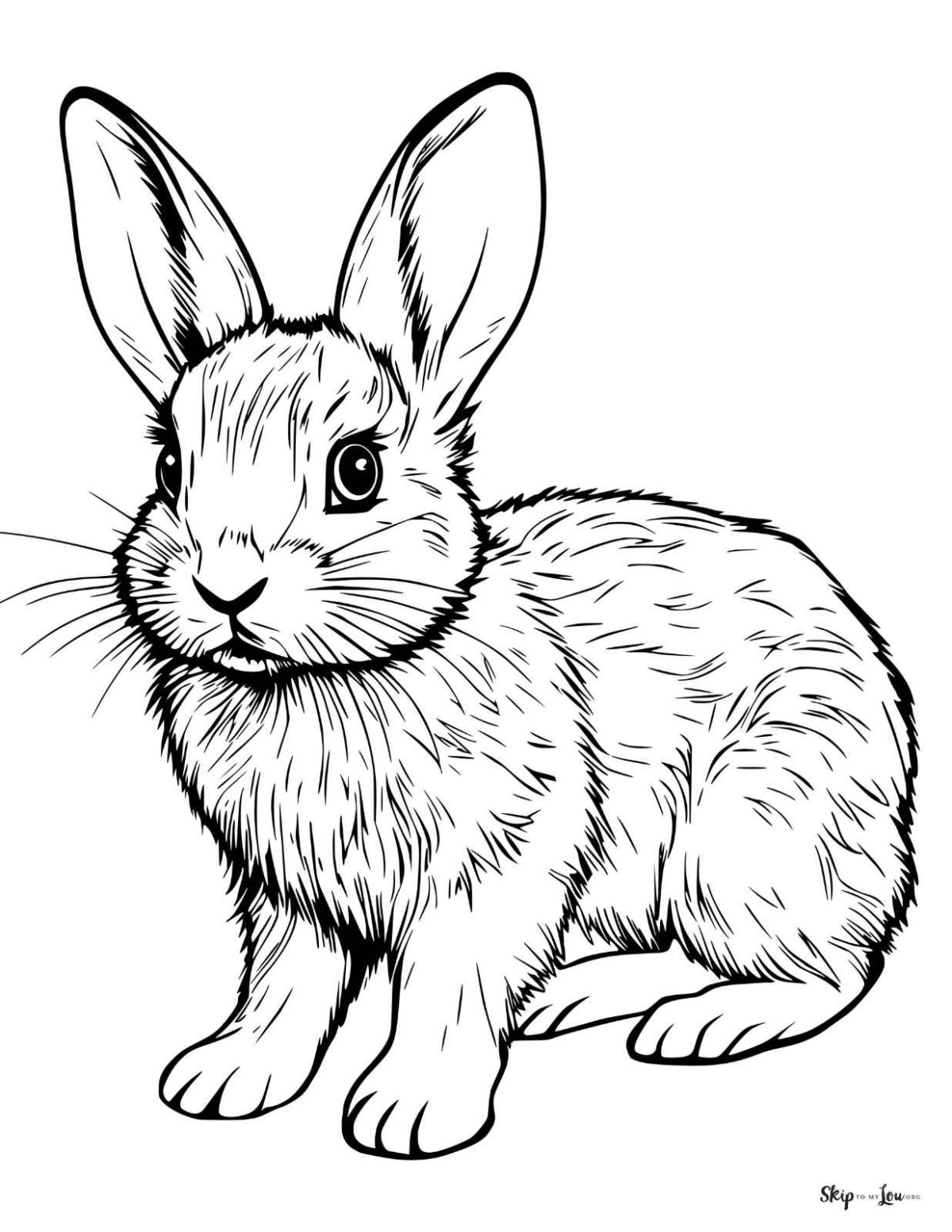 realistic rabbit coloring page