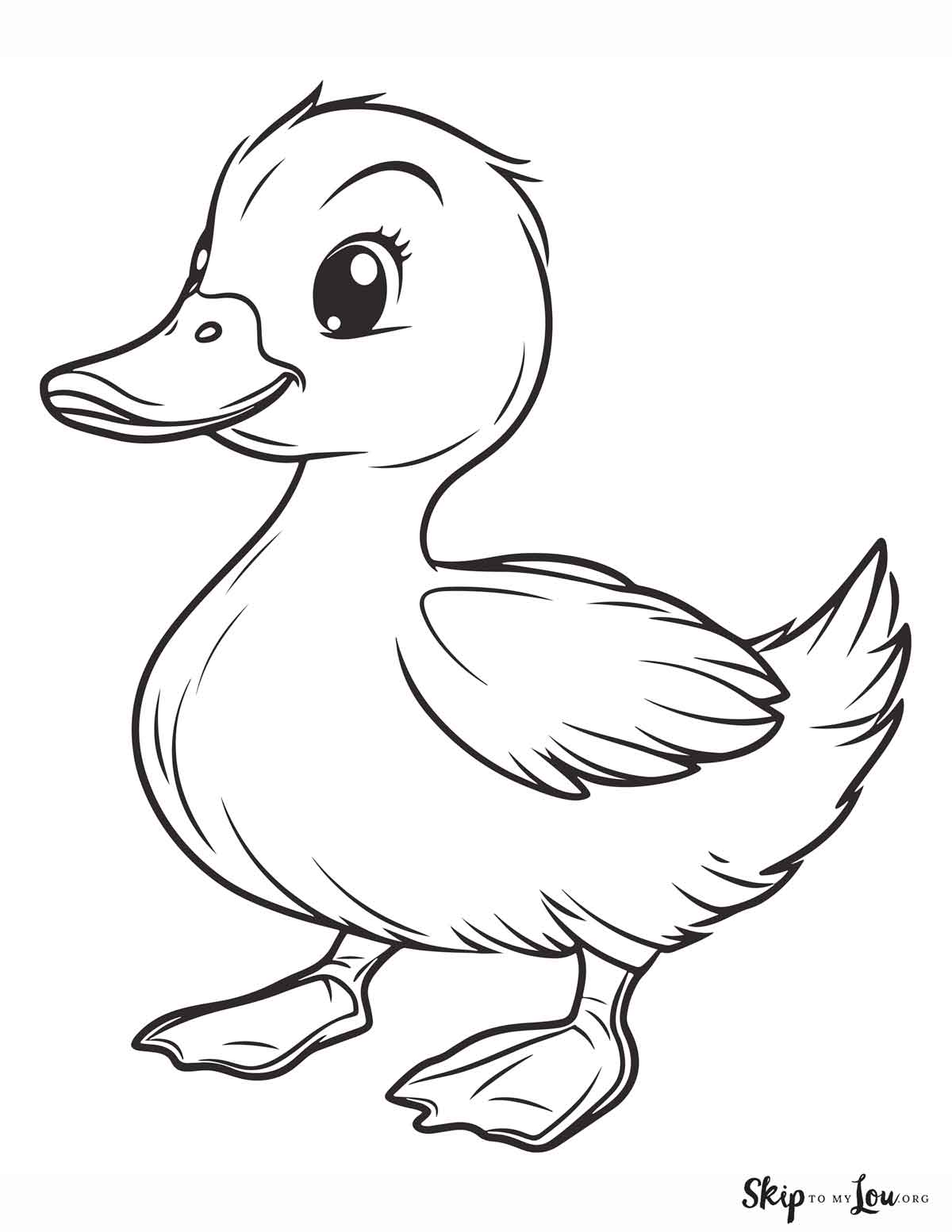 realistic duckling coloring page