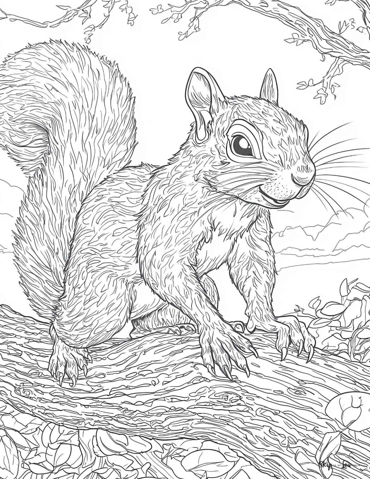 realistic squirrel on branch