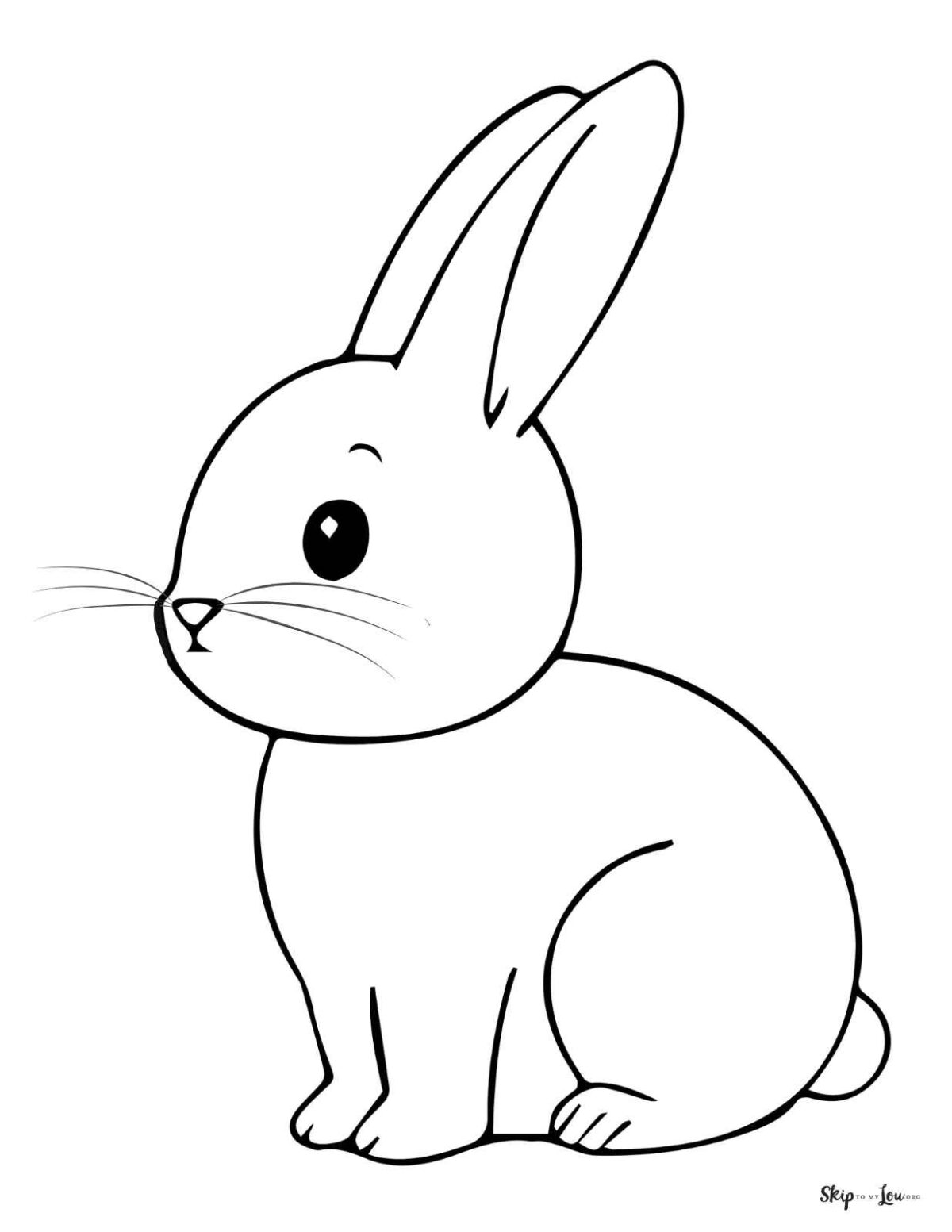 simple rabbit black and white outline