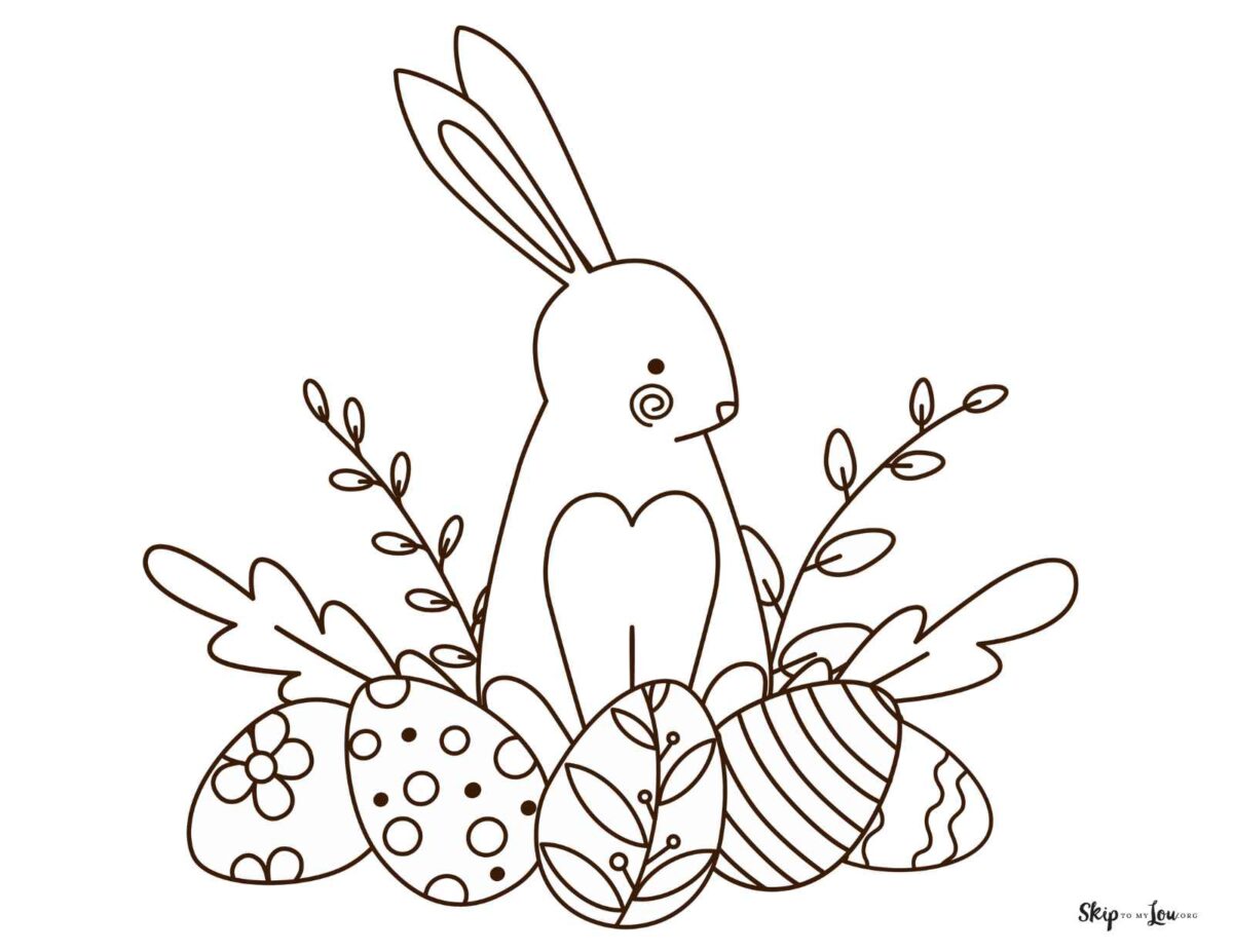 bunny in eggs and flowers