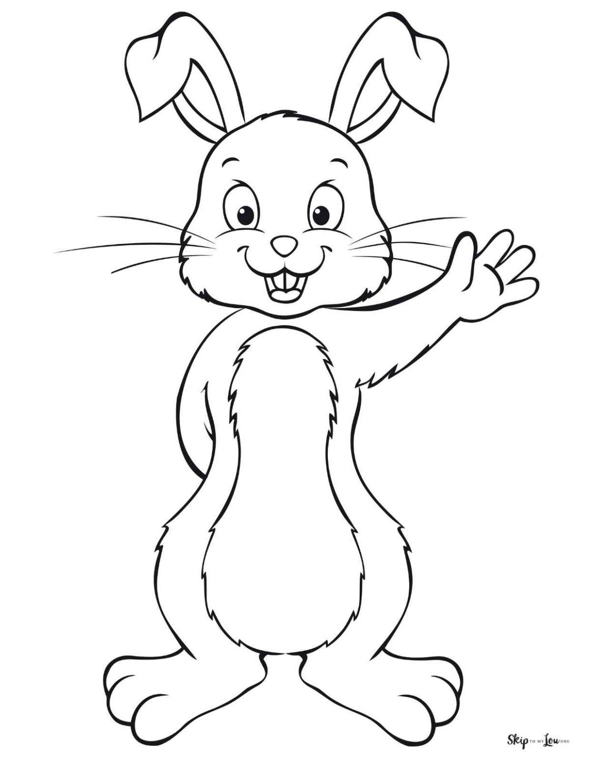 waving bunny coloring page