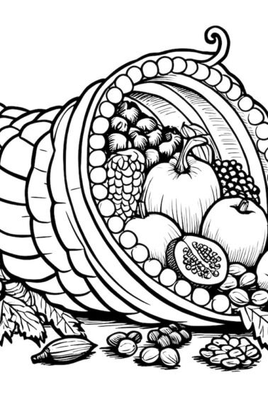 leave and fruit filled cornucopia