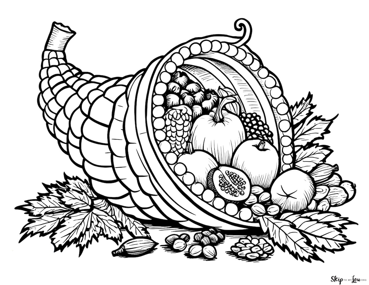 leave and fruit filled cornucopia