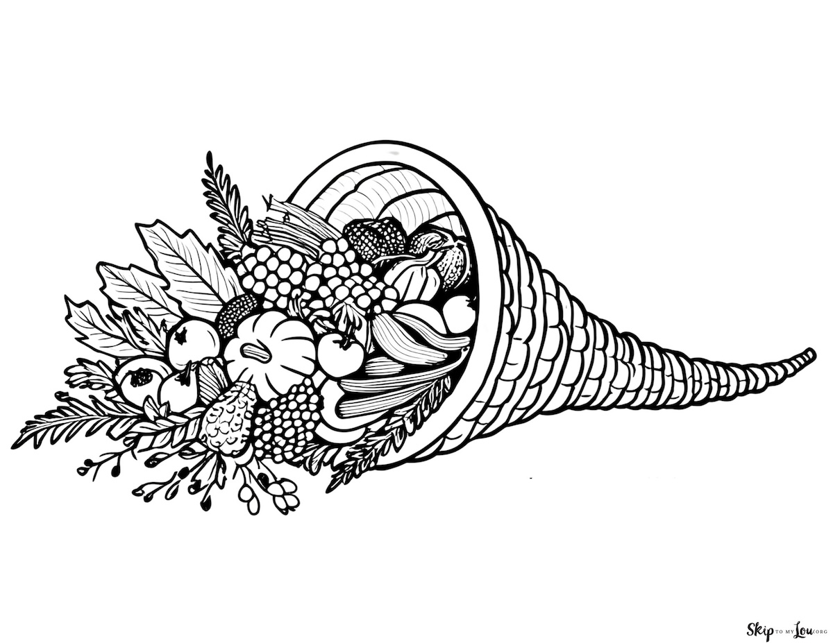 pretty cornucopia coloring page
