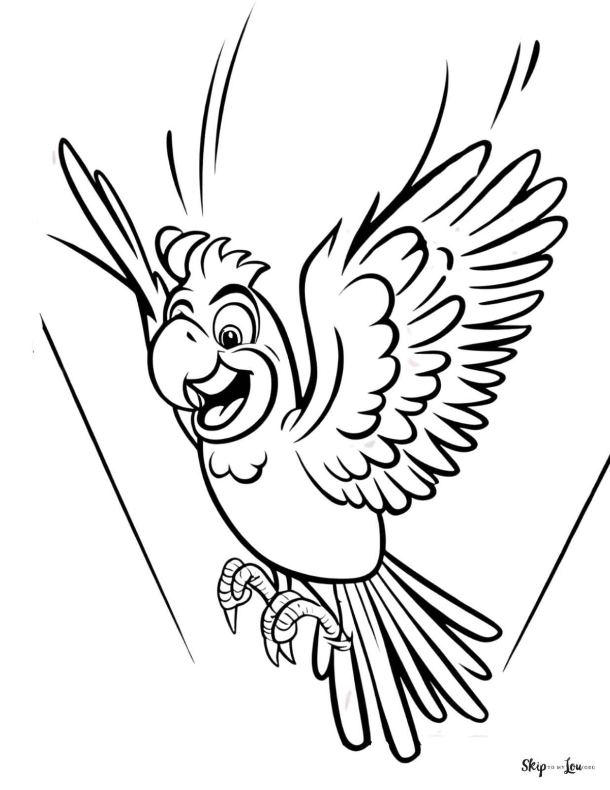 flying cartoon parrot
