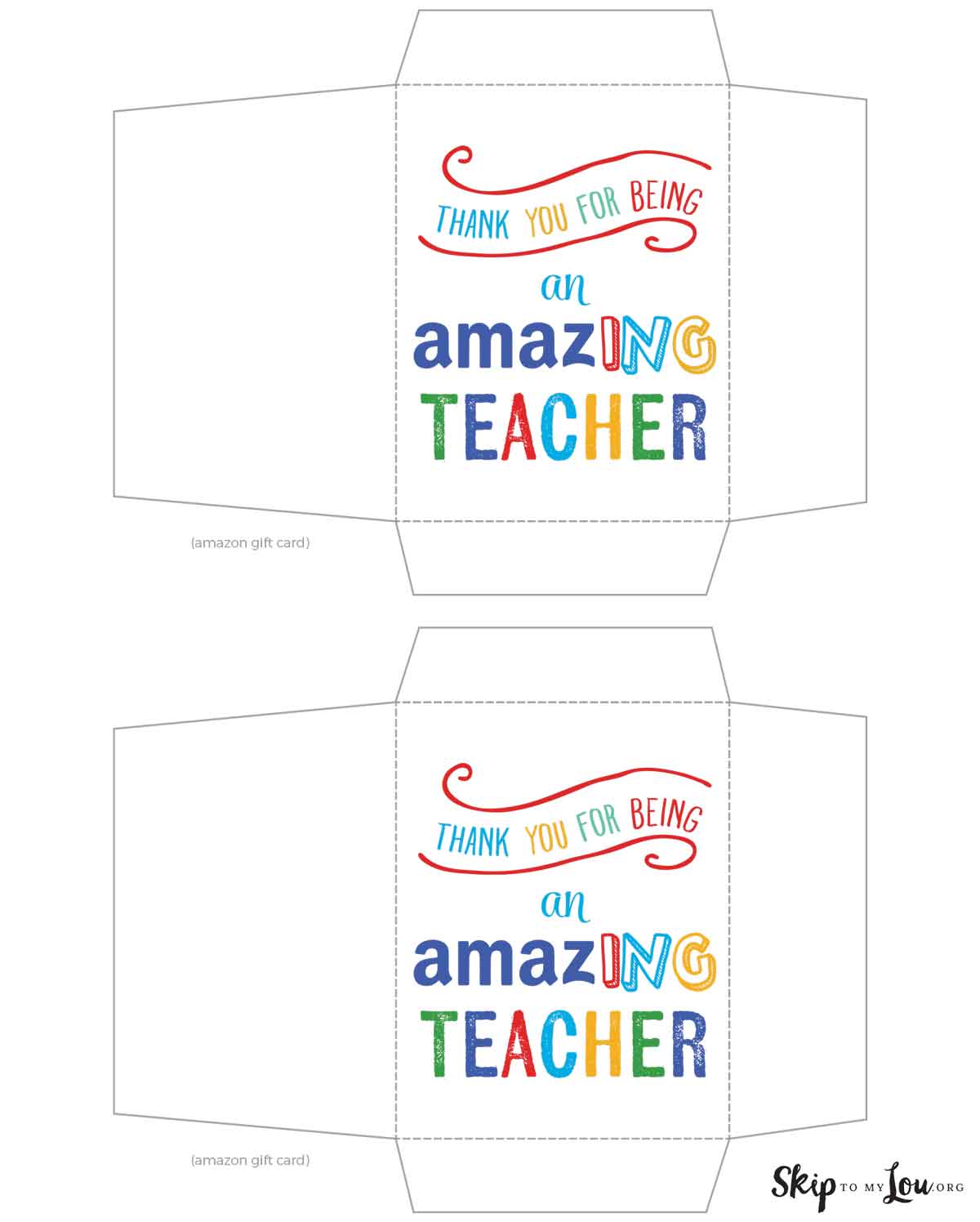 printable amazon gift card holder