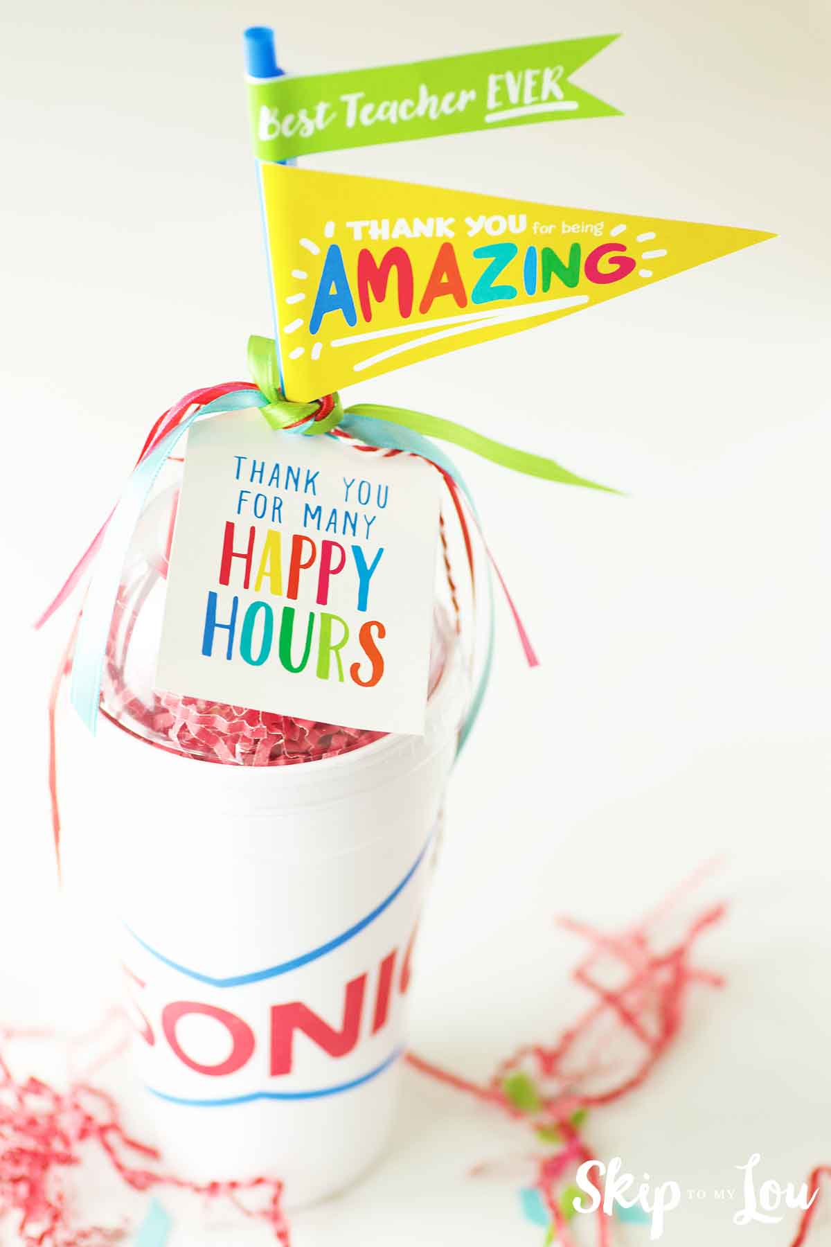 sonic gift card teacher gift sonic cup with draw dressed up in pennants and flags