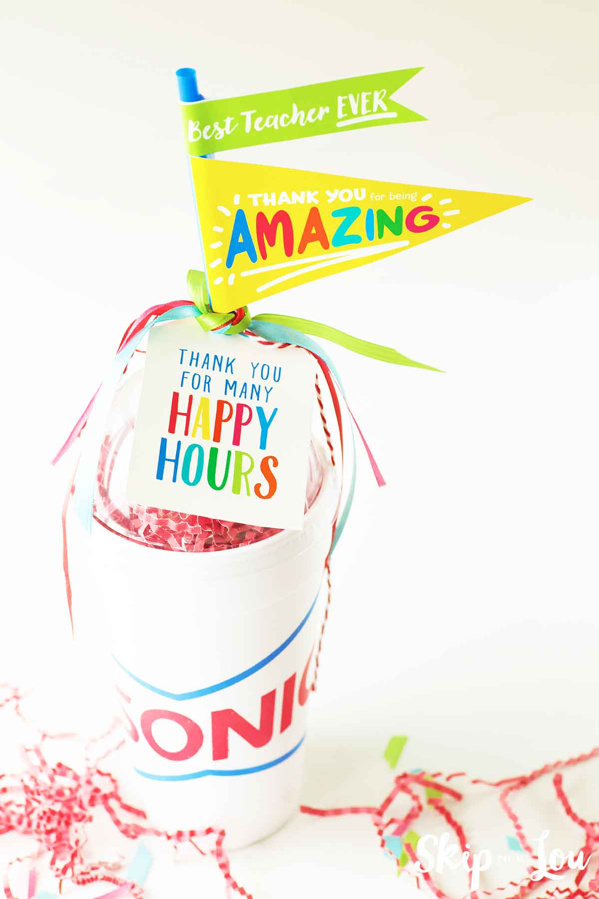 sonic gift card teacher gift idea sonic cup filled with gift card and thank you banners attached to straw