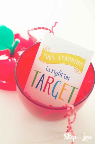 printable your teaching is right on target teacher gift in plastic apple