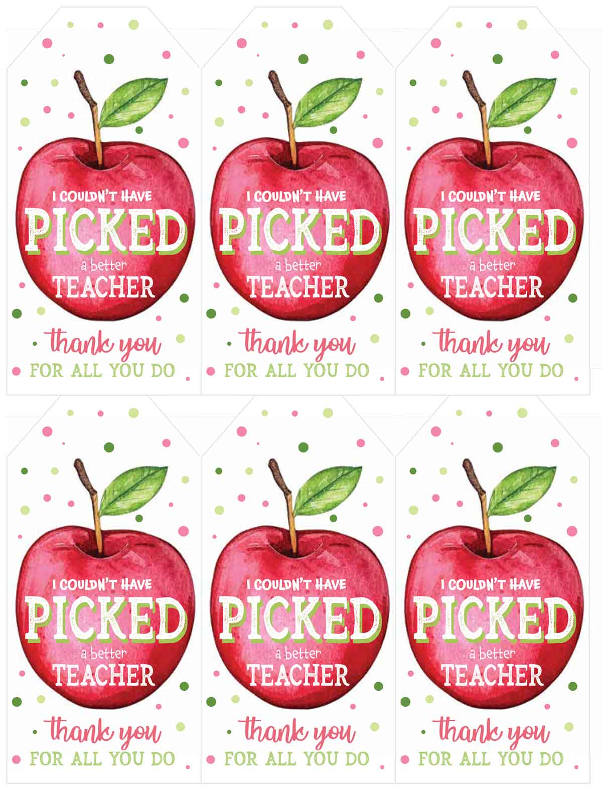 cherry themed I couldn't have picked a better teacher tag