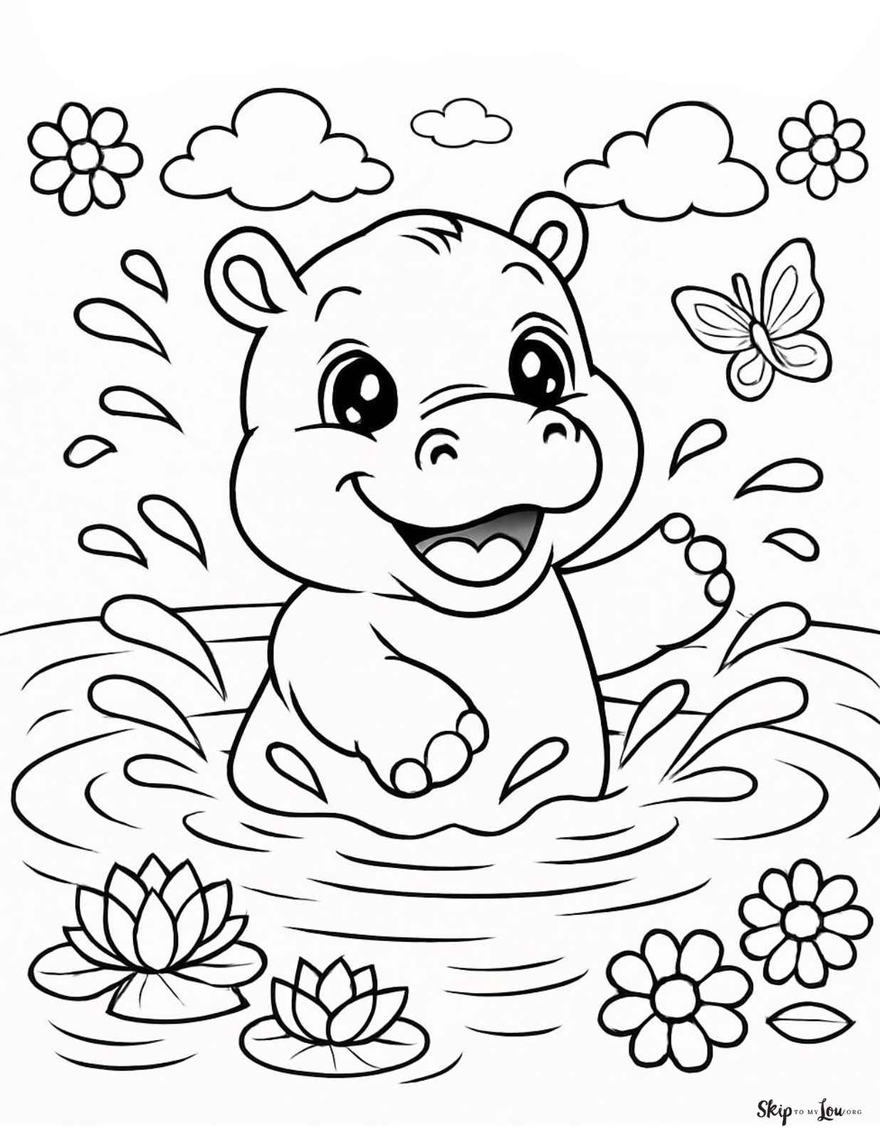 baby hippo in water
