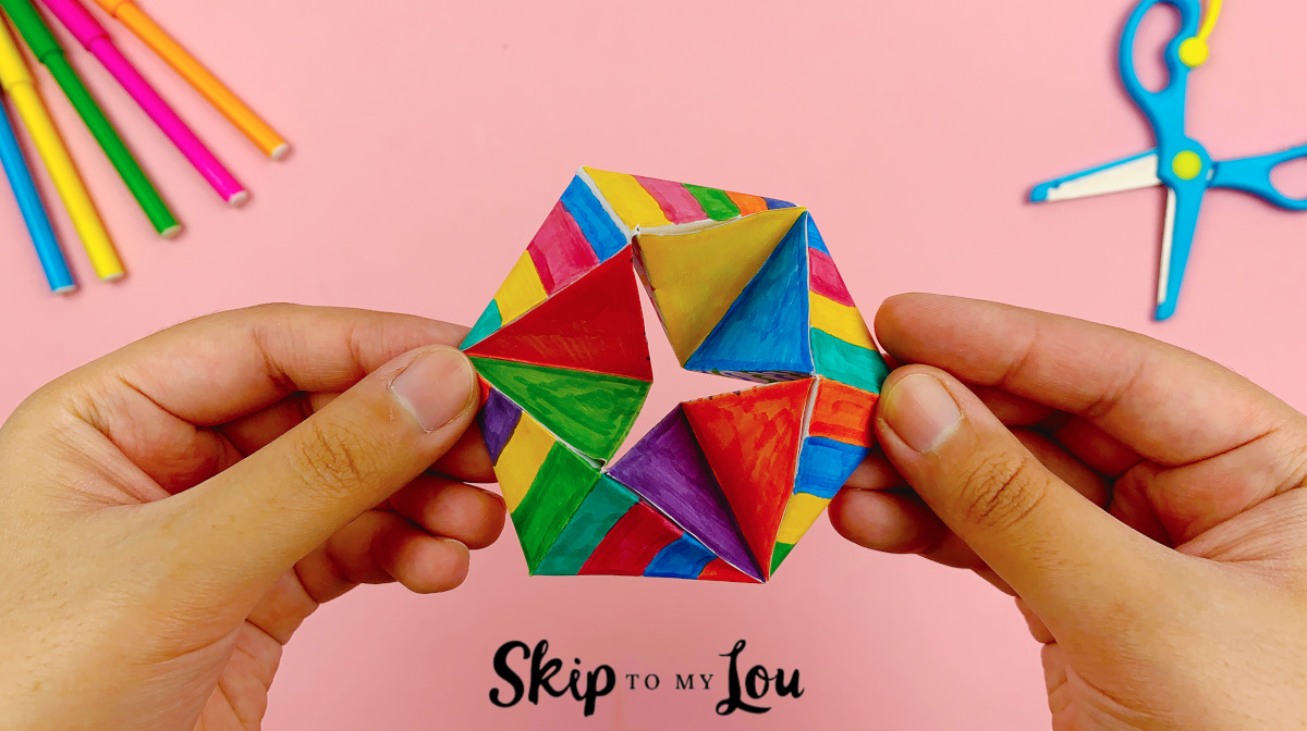 A flextrangle made with a template and instructions from Skip to My Lou.
