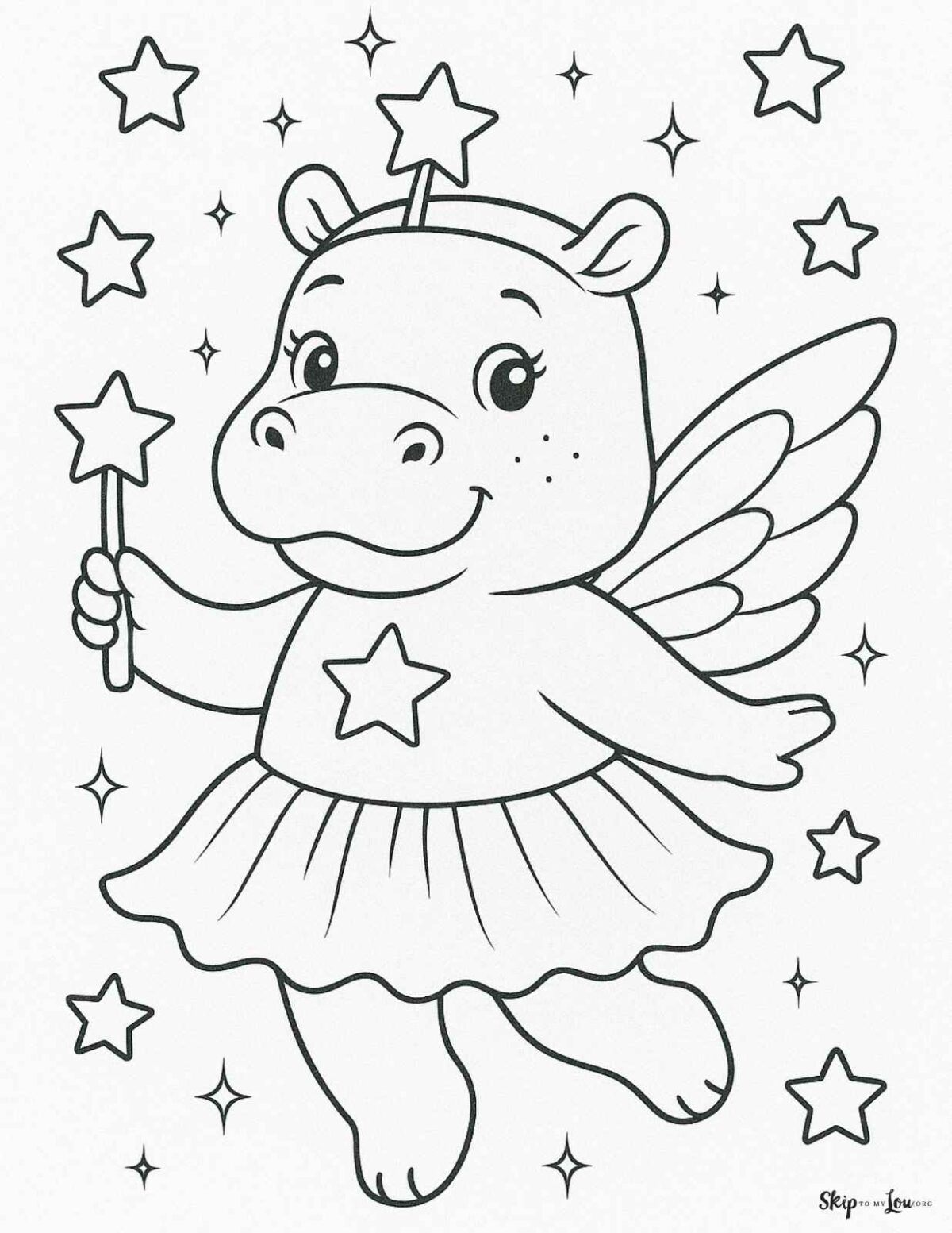magical hippo with stars and wand
