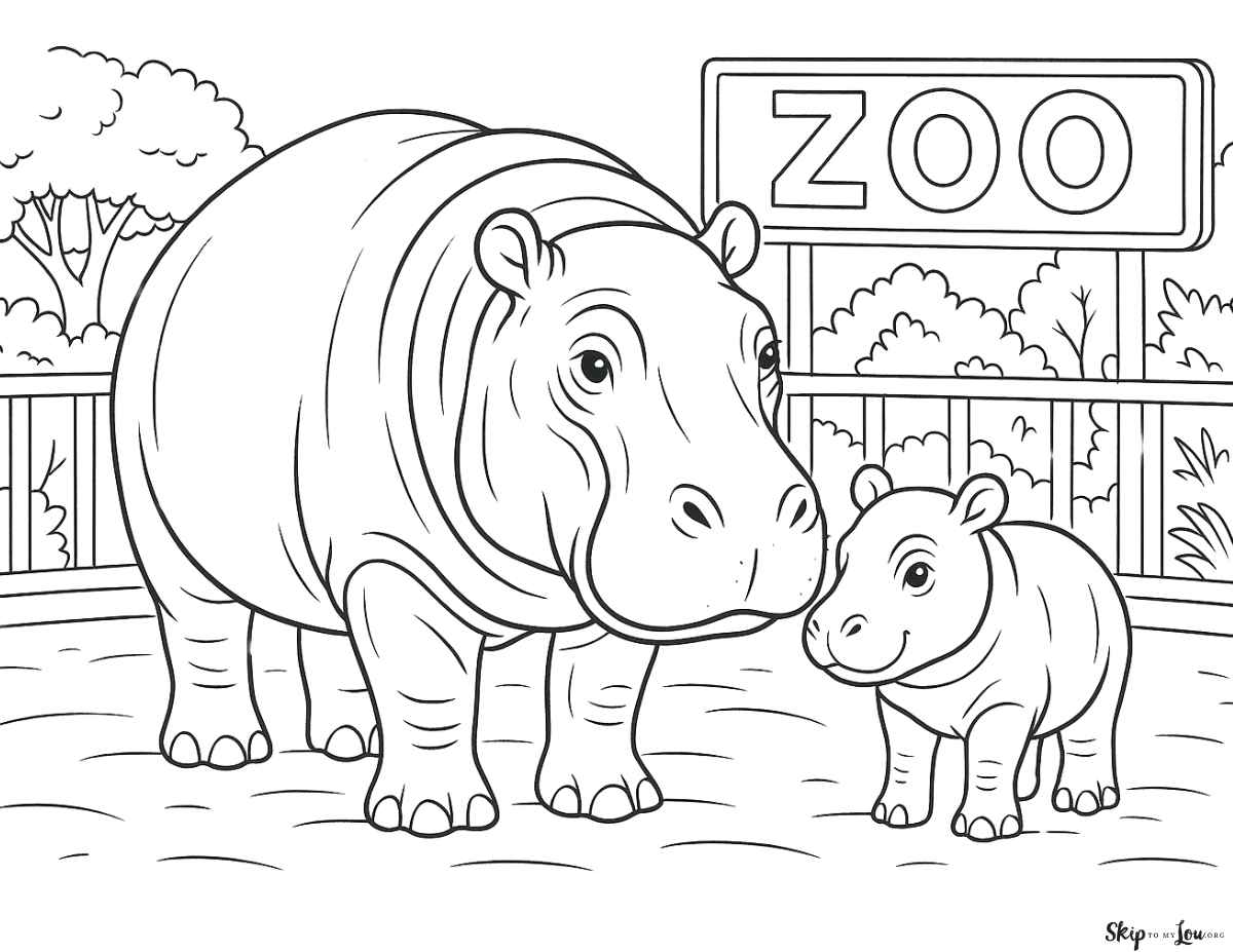 mama and baby hippo at the zoo