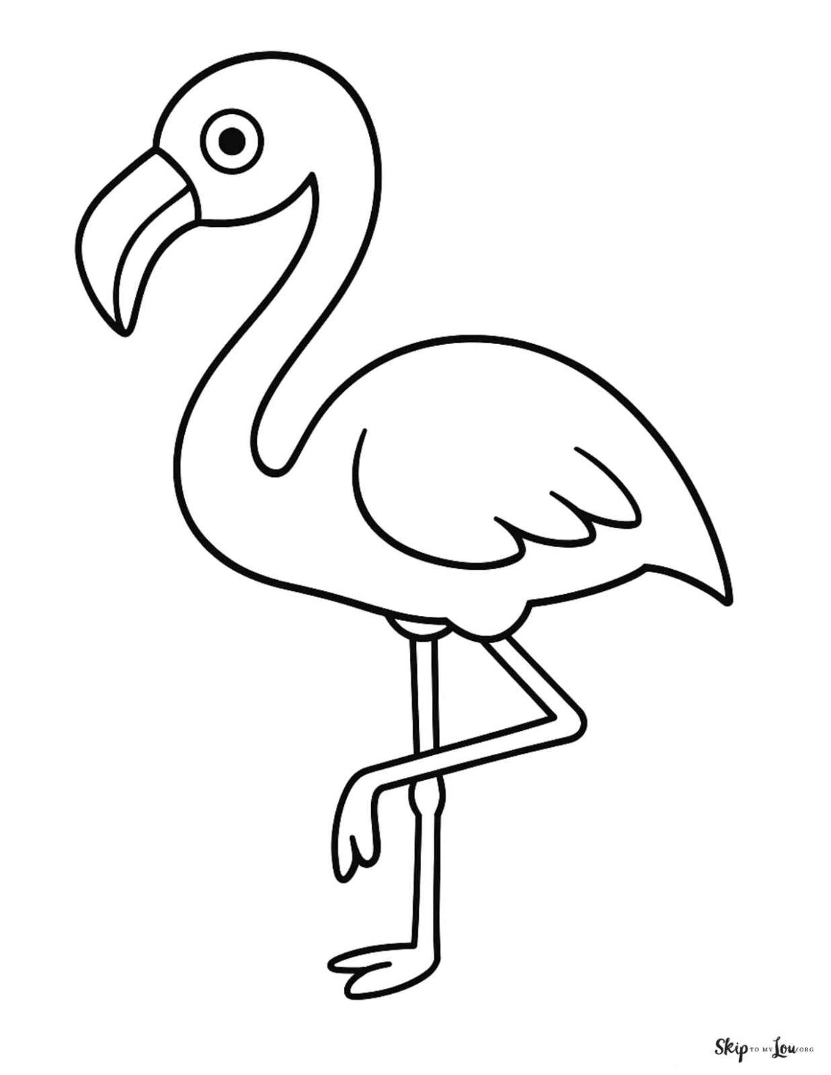 simple outline of a flamingo