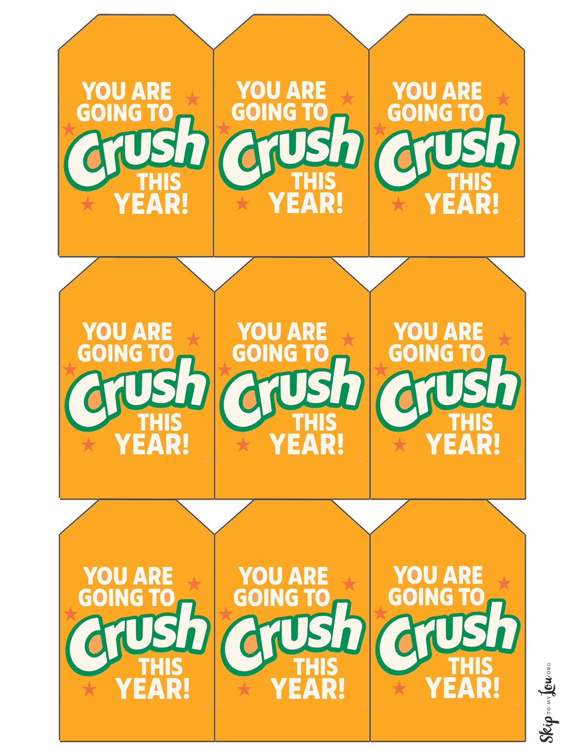9 you are going to crush this year tags without orange